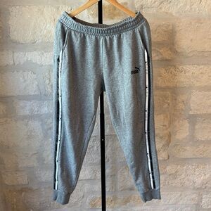 Puma Kids Gray Joggers with Side Stripes